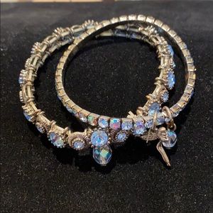 Blue rhinestone bracelet set